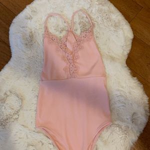 Pink floral lace “TOPSHOP” bodysuit
